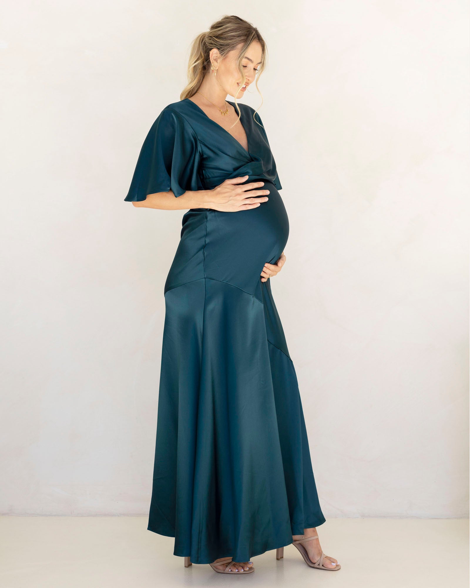 maternity pink cotton dress for baby shower