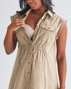 Breastfeeding Access - Easy access to breastfeeding on maternity safary dress from Angel Maternity