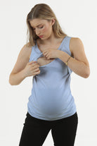 Maya Maternity & Nursing Cotton Tank - Powder Blue - Angel Maternity USA