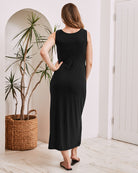 Maternity & Nursing Black  Sleeveless Bamboo Maxi Dress - Angel Maternity USA