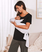Sara Maternity & Nursing Short Sleeve Top in Black - Angel Maternity USA