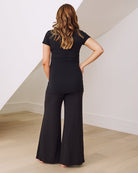 Back View - Maternity nursing top shorts sleeve black
