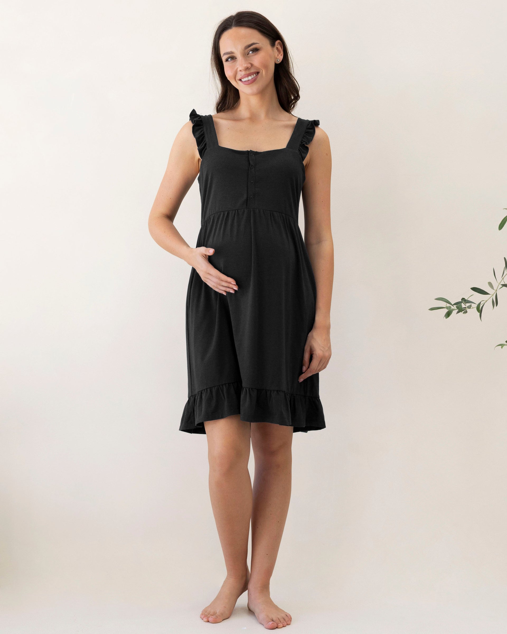 Angel Maternity Grace Hospital Birthing Gown/Nightie- Black