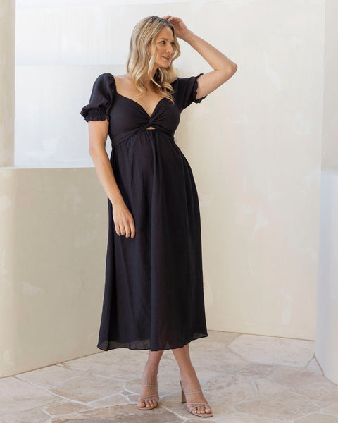Fabia Reversible Tie Maternity Dress In Black XL