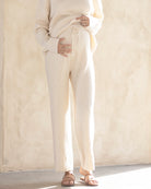 knitted maternity lounge pant in cream with drawstring