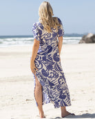 Angel Maternity Lina Palm Leaf Maternity Dress In Ocean Blue Angel Maternity Lina Palm Leaf Maternity Dress In Ocean Blue