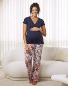 Front view - Maternity cross over nursing top navy