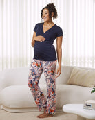Side view - Maternity cross over nursing top navy
