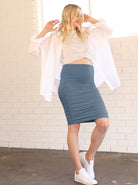 "The Ruched" Maternity Bamboo Skirt - Blue Moon - Angel Maternity USA