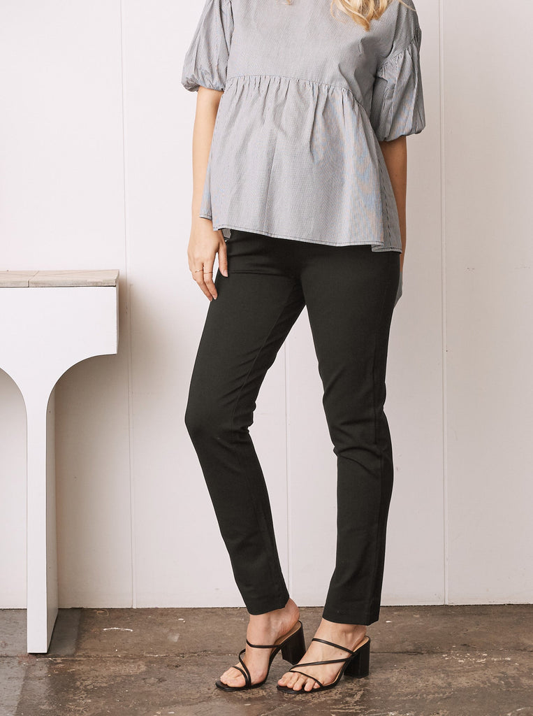 Main view - Straight Cut Ponte Maternity Work Pants - Black or Navy Color (6732690194526)
