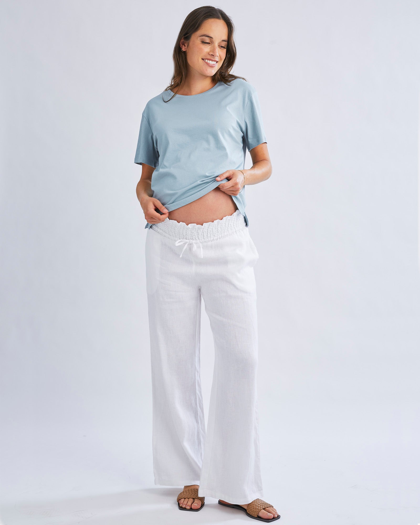 Angel Maternity Giulia Maternity Linen Pants in White