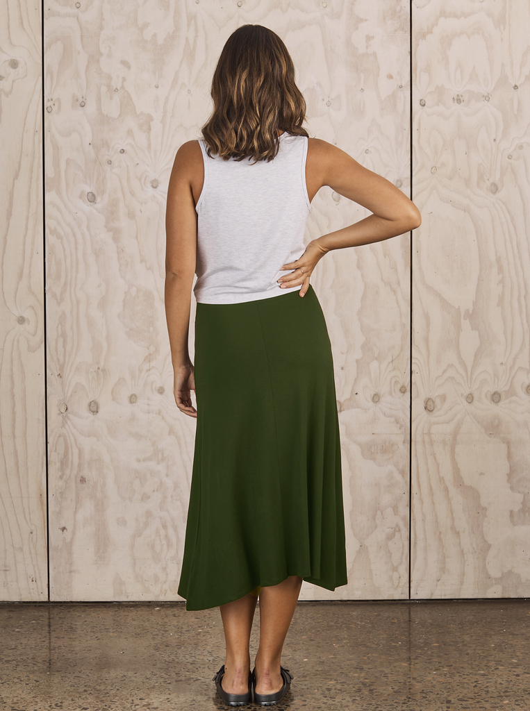 Maternity Bamboo Maxi Skirt in Olive - Angel Maternity USA