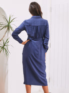 Camille Maternity V Neck Dress in Navy - Angel Maternity USA