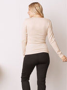 Maternity Crossover Nursing Long Sleeve Top in Beige (6618523762782)
