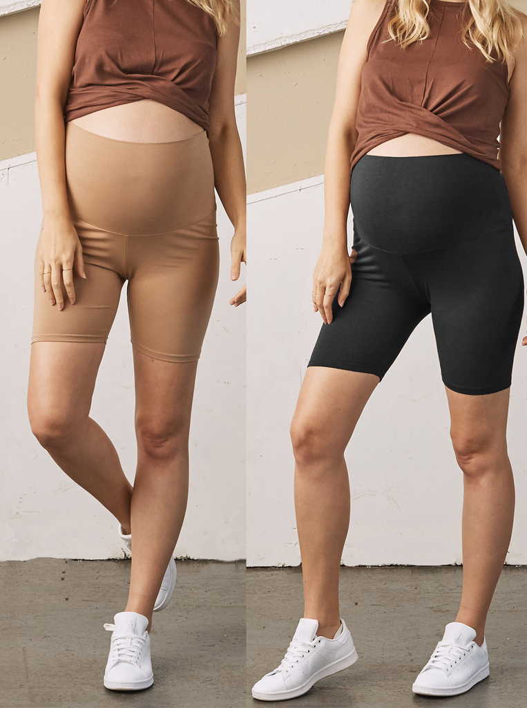 2-pack Maternity Comfort Shorts in Black/Nude - Angel Maternity USA