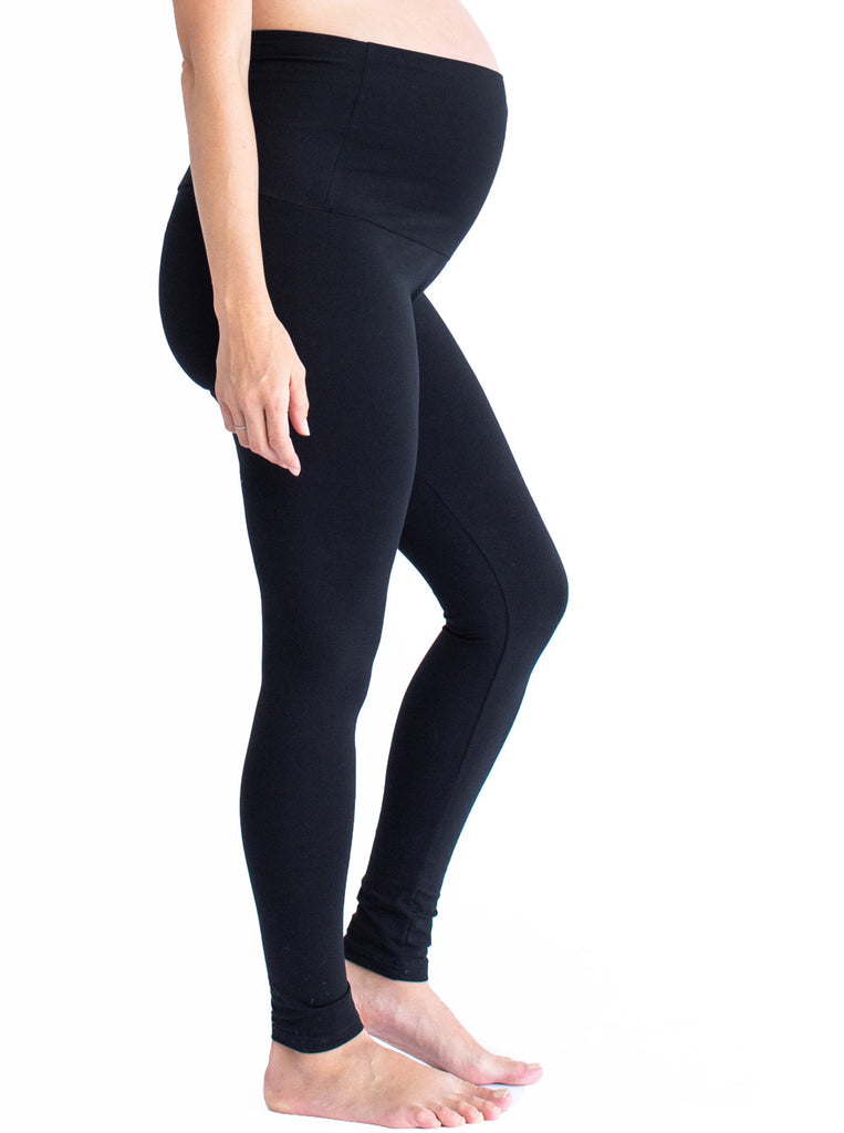 Side view - High Waist Band Maternity Legging - Black (4694387261534)
