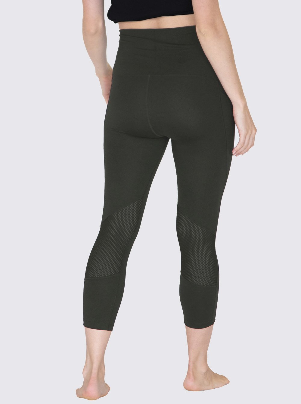 Back view - Maternity Workout 3/4 Length Legging - Khaki Green (6640783818846)