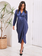 Camille Maternity V Neck Dress in Navy - Angel Maternity USA