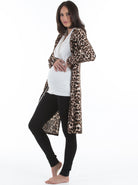 Maternity Long Lounge Cardigan in Animal Print - Angel Maternity USA (3956388626526)