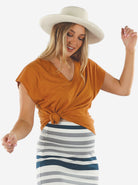 Main view - Loose Fit Maternity Swing Top in Rust (6690453520478)