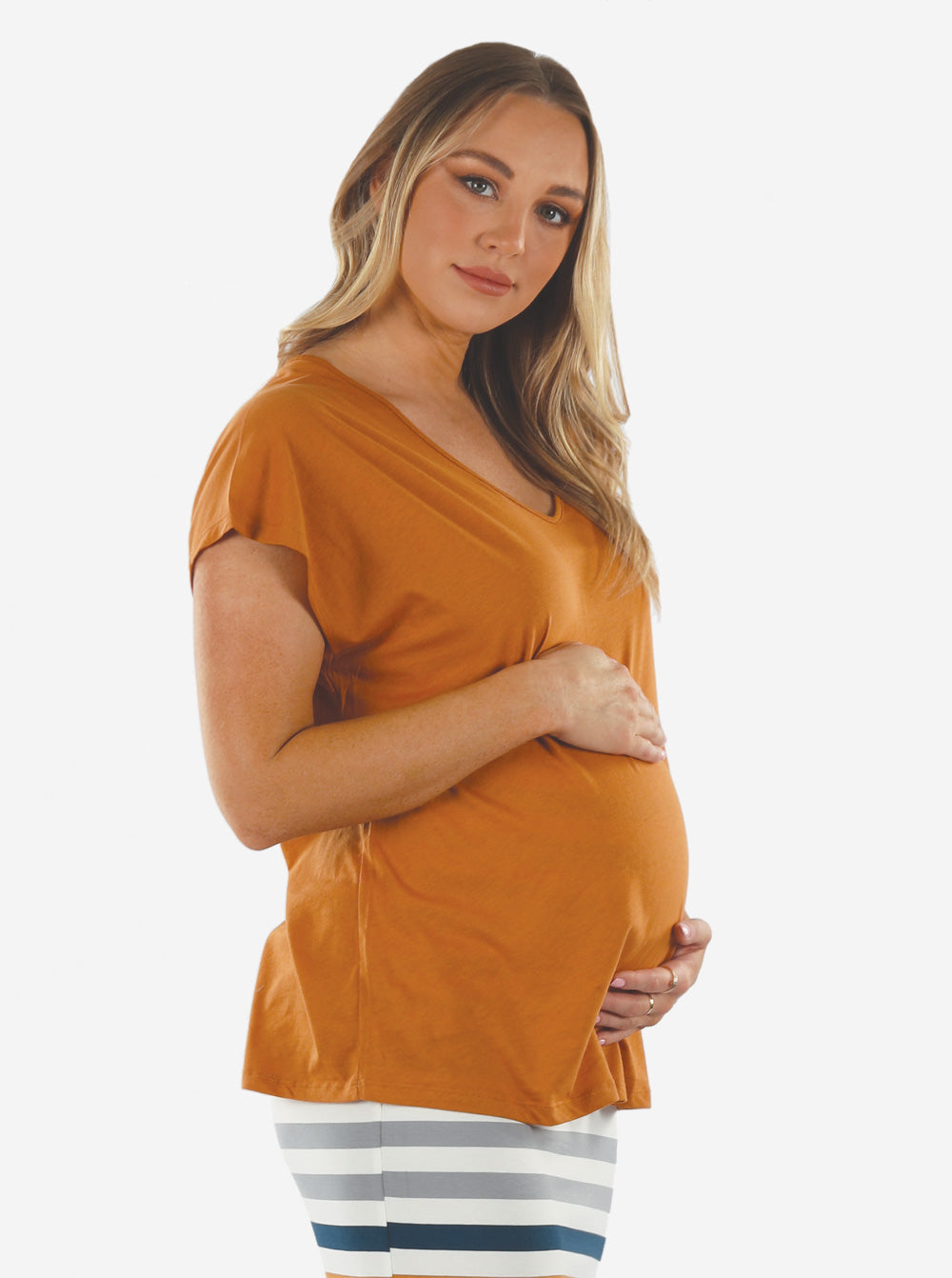 Flare Sleeve Maternity Top in Rust for Casual or Work – Angel Maternity USA