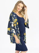 Side view - Maternity Blooming Sateen Nursing Wrap Top - Floral side (4694365306974)