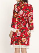 Nursing Dress + Robe + Free Baby Wrap - Red Floral Hospital Pack - Angel Maternity USA (3445057159262)