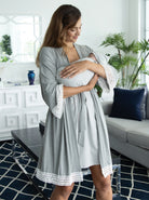 Nursing Dress + Robe + Free Baby Blanket Pouch - Grey Pack (1301869264990)