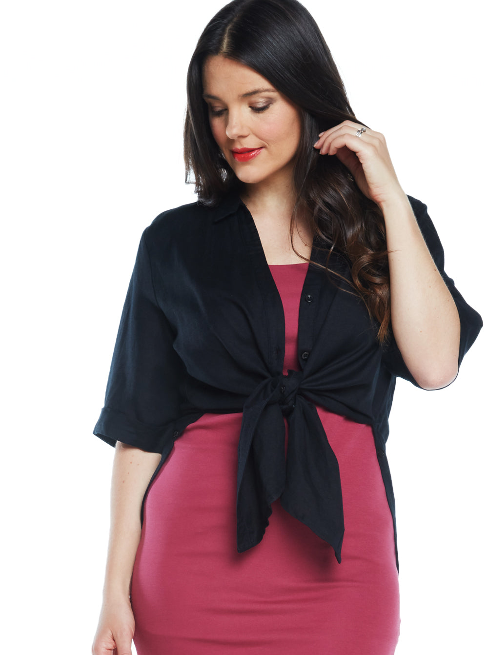 Maternity Linen Blend Button Nursing Shirt - Angel Maternity USA (4373463728222)