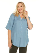 Maternity Linen Blend Button Nursing Shirt - Angel Maternity USA (4373463728222)