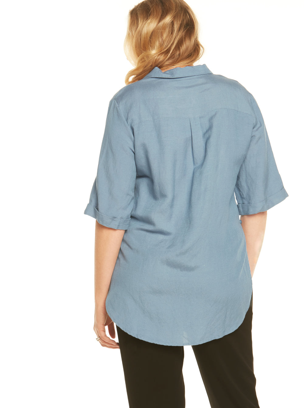 Maternity Linen Blend Button Nursing Shirt - Angel Maternity USA (4373463728222)