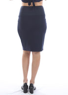 Back view - Straight Cut Ponti Navy Maternity Skirt (6680497324126)