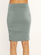 Back view - Maternity Ruched Summer Skirt - Khaki - Angel Maternity USA (3956871626846)