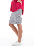 Maternity Ruched Summer Skirt - Stripes - Angel Maternity USA (3939783245918)
