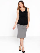 Front view - Reversible Maternity Skirt in Navy Stripes (3483402633310)