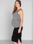Side view - Reversible Maternity Skirt in Black Stripes (3483402633310)