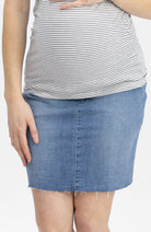 Maternity Over The Bump High Waist Denim Skirt - Angel Maternity USA (4489811558494)