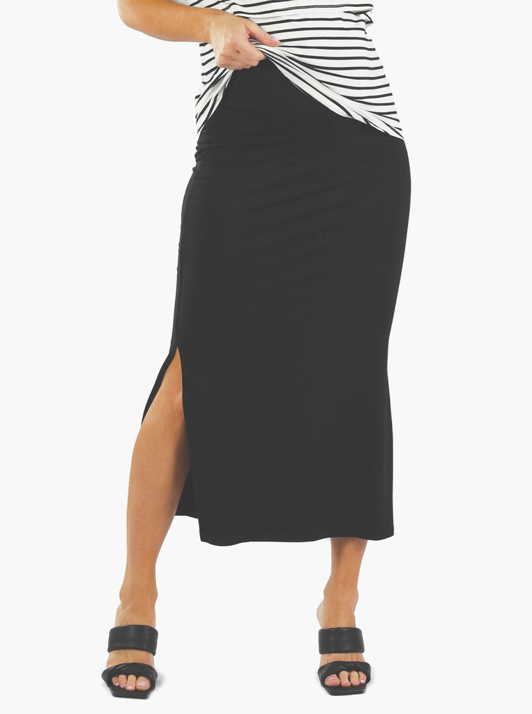 Main view - Fitted Black Maternity Maxi  Skirt (4801472626782)