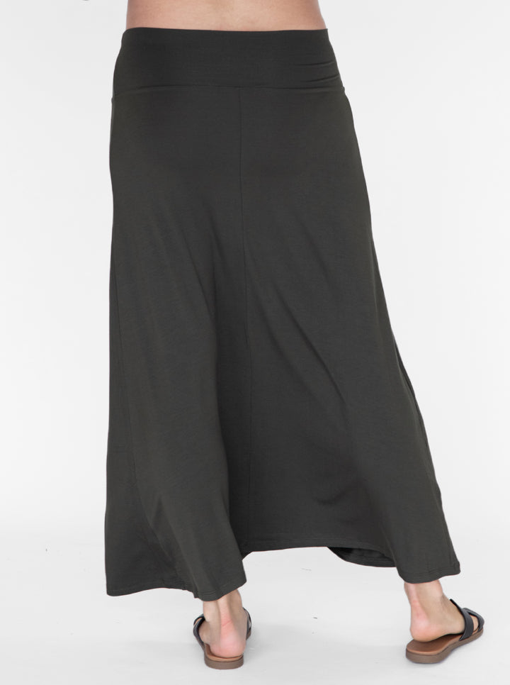 Back view - Khaki Maternity Maxi  Skirt (6535441383518)