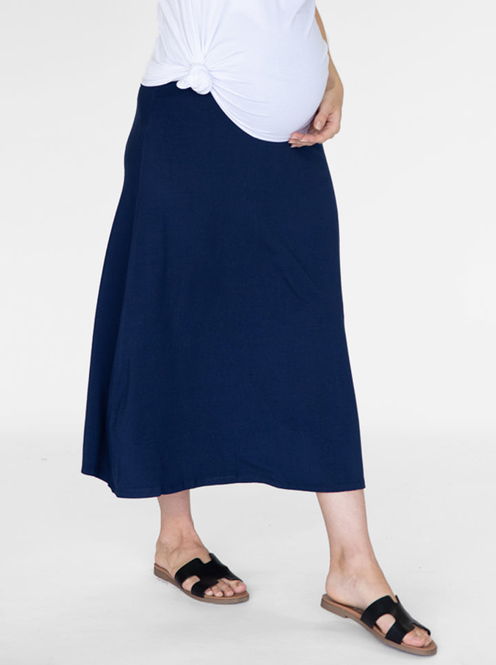 Mail view - Long Maternity Skirt in Navy (6535437058142)