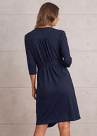 Back view - Maternity Classic Wrap Feeding Dress in Navy - Angel Maternity USA