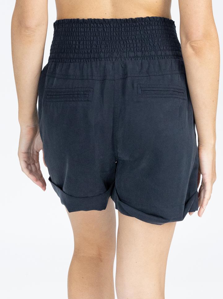Back view - Maternity Tencel Summer Shorts - Navy (4802026438750)