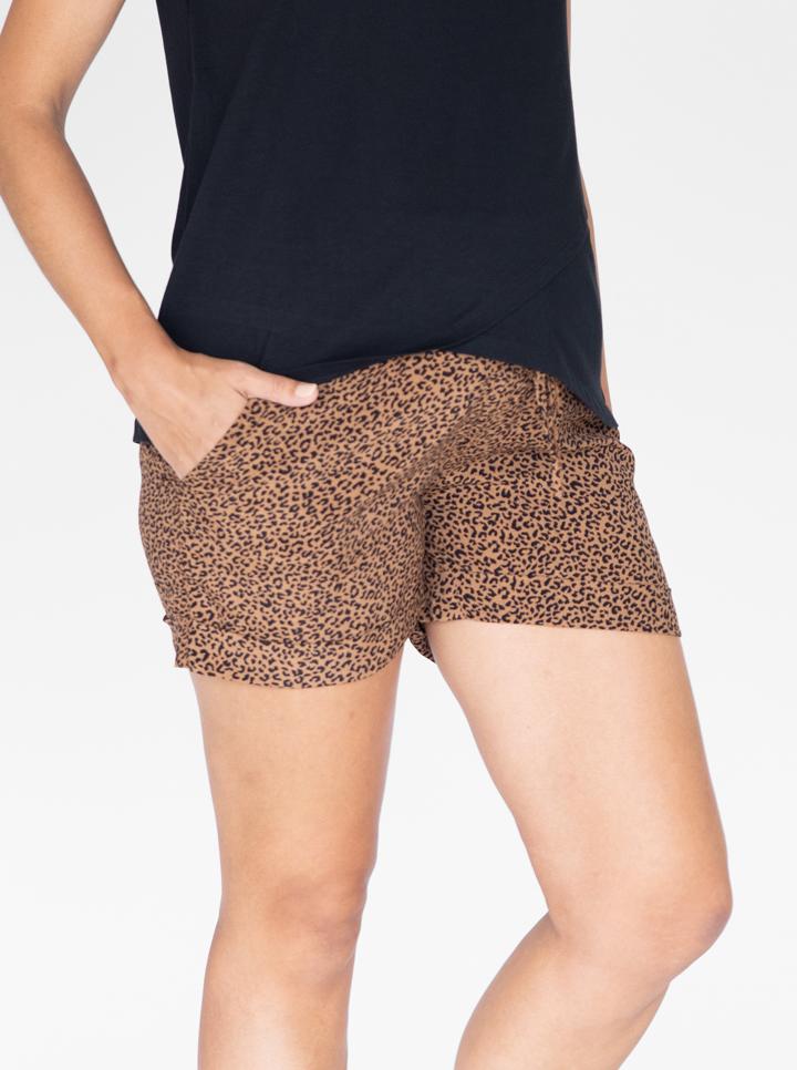 Main view - Leopard Print Maternity Summer Shorts (6690457354334)