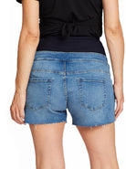Back view - Maternity Over The Bump High Waist Denim Shorts - Angel Maternity USA (4499226067038)