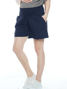 Maternity Relax Fit Light Weight Summer Shorts - Navy - Angel Maternity USA (4539556102238)