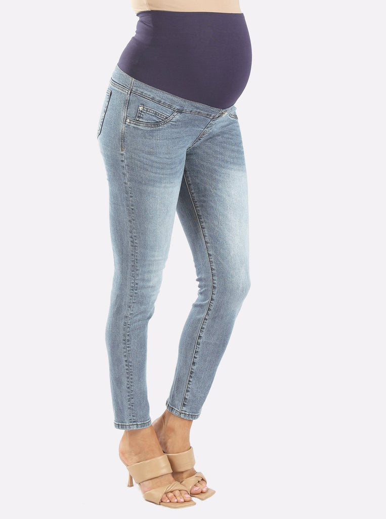 Main view - Over the Bump Skinny Maternity Denim Jeans Washed Blue (6621384179806)