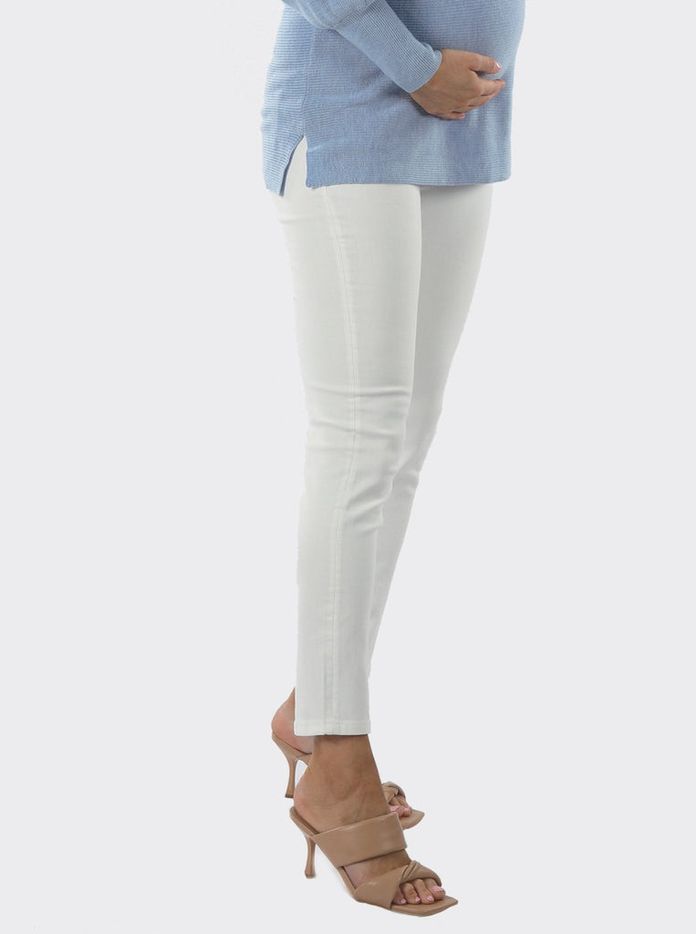 Side view - White Maternity Over the Bump Skinny Maternity Jeans Denim (6621382082654)