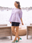 Brigitte Maternity Linen Blouse Top - Lavender (6719278186599)