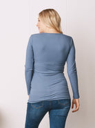 Blue Long Sleeve Maternity & Nursing Top (6618561216606)