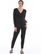 Main view - V-Neck Top and Lounge Pants Sleep Set - Polka Dot - Angel Maternity USA (4376025727070)